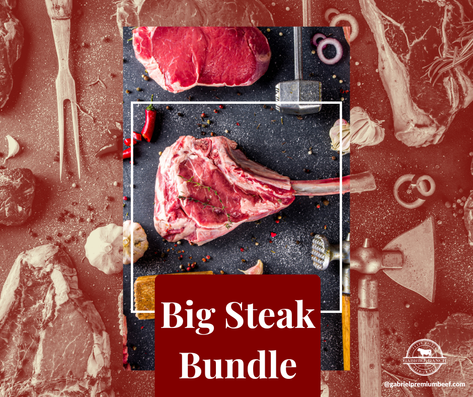 big-steak-bundle, grass-fed beef, Texas beef, premium meat, sustainable ranching, Black Angus beef, hormone-free beef, family-owned ranch

