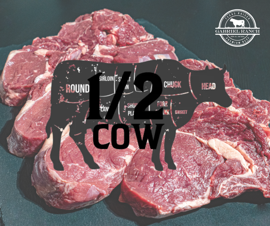 Half Beef Share - Texas Pasture Raised Black Angus, 200lbs, high-quality, locally sourced, sustainable beef for home butch...