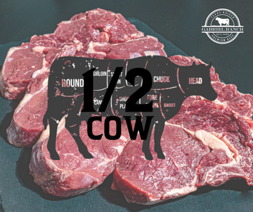 Half Beef Share - Texas Pasture Raised Black Angus, 200lbs, high-quality, locally sourced, sustainable beef for home butch...