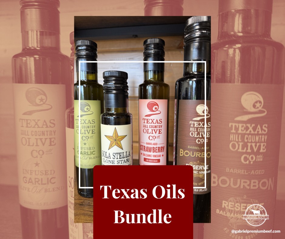 Texas Oils Bundle featuring Garlic Olive Oil, Balsamic Vinegar, and Beef Tallow by Gabriel Ranch.