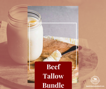 Premium Beef Tallow Bundle with 5 black Angus jars, 16oz each, ideal for cooking, frying, and baking with high-quality bee...