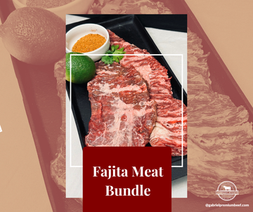 Gabriel Ranch grass-fed, organic fajita meat bundle with seasoned sliced beef and chicken, ready for grilling or cooking